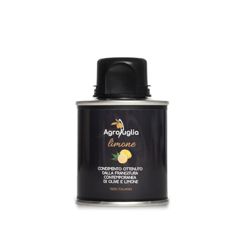AGROPUGLIA - Natives Olivenöl extra, aromatisiert mit Zitrone - Frischer und zitrusartiger Geschmack, infundiert mit natürlichen Zitronen, ideal für Salate und mediterrane Gerichte, 100 ml von Agropuglia