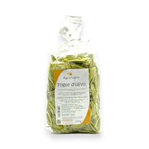 AGROPUGLIA Spinat Foglie d'Ulivo - Handgemachte Pasta mit Hartweizengrieß und frischem Spinat - Ohne Farbstoffe und Konservierungsstoffe - Kochzeit 9 Minuten, 500g von Agropuglia