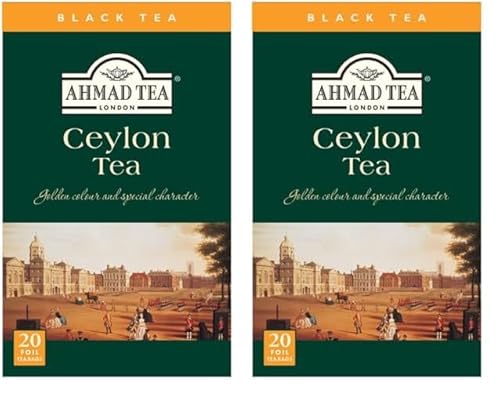 Ahmad Tea Ceylon Schwarzer Tee, 20 Teebeutel mit Band/Tagged, aromaversiegelt in Folie verpackt (Packung mit 2) von Ahmad Tea