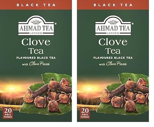 Ahmad Tea - Clove Tea - Schwarztee mit Nelken - Mit Gewürznelken - Einzeln Verpackte, Aromaversiegelte Teebeutel mit 2g Tee pro Portion - 20 Teebeutel mit Band (Packung mit 2) von Ahmad Tea