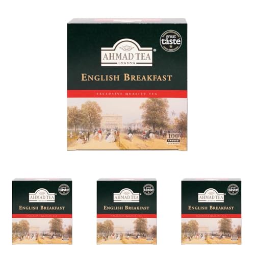 Ahmad Tea English Breakfast Teebeutel mit Band/Tagged, Schwarzer Tee, 200 gramm (Packung mit 4) von Ahmad Tea