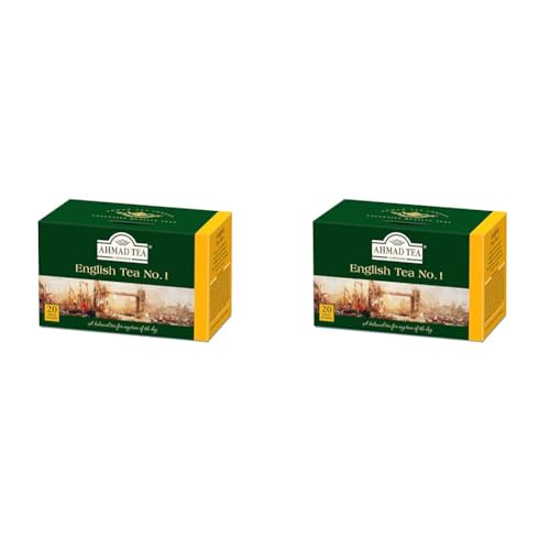 Ahmad Tea - English Tea No. 1 - Schwarztee-Mischung mit Bergamotte - Einzeln Verpackte, Aromaversiegelte Teebeutel mit 2g Tee pro Portion - 20 Teebeutel mit Band (Packung mit 2) von Ahmad Tea