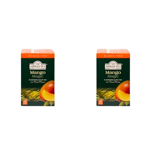 Ahmad Tea - Mango Magic - Schwarztee mit Mango - Mit Fruchtstücken - Einzeln Verpackte, Aromaversiegelte Teebeutel mit 2g Tee pro Portion - 20 Teebeutel mit Band (Packung mit 2) von Ahmad Tea