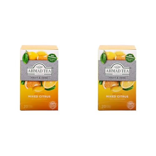 Ahmad Tea - Mixed Citrus - Früchtetee mit Orangen und Zitronengeschmack - Einzeln Verpackte, Aromaversiegelte Teebeutel mit 2g Tee pro Portion - 20 Teebeutel mit Band (Packung mit 2) von Ahmad Tea