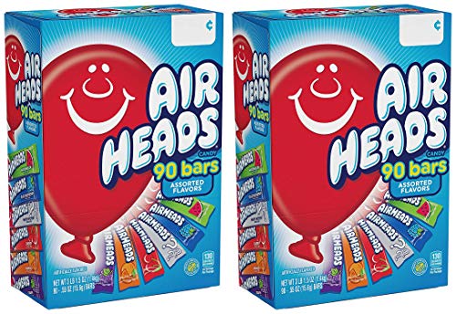 Airheads Candy Bars, verschiedene Strumpffüller, Großpackung, kauige Fruchttaffy, Geschenke, Schulanfang für Kinder, nicht schmelzend, Party, 90 Stück (Verpackung kann variieren) (2er-Pack) von Airheads