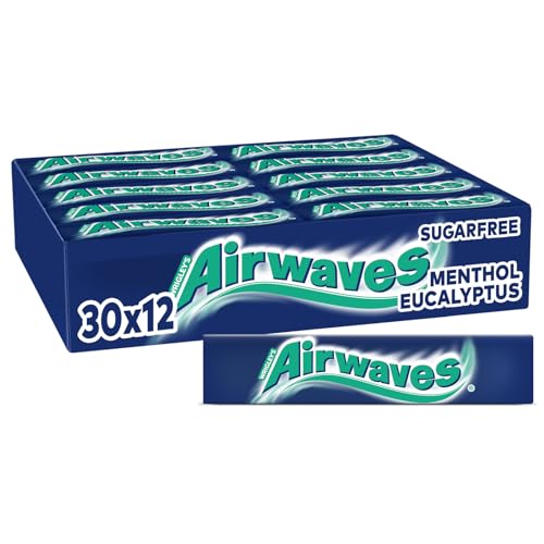 Airwaves Menthol und Eucalyptus, Zuckerfreier Kaugummi, Mit Minzfrische, 30 Packungen mit 12 Dragees von AIRWAVES