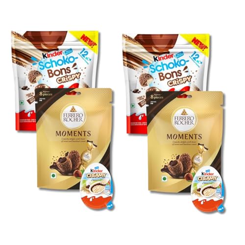 3er Kinder Ferrero Set: 2x Kinder Crispy Schokobons & 2x Ferrero Moments + 2x Kinder Creamy | Ideal für Zuhause und als Geschenk von Al Duchan