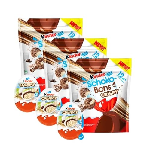 3x Kinder Crispy & 3x Kinder Creamy Schoko Mix-Pack I Kinder Schokobons Großpackung + Delicious Scent © Probierduft von Al Duchan