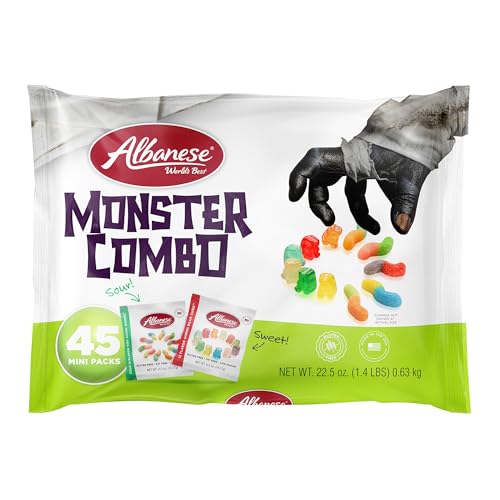 Albanese World's Best, Sweet & Sour Monster Combo, 1,275.7-14.2 g Trick or Treat Bags of Halloween Candy von Albanese