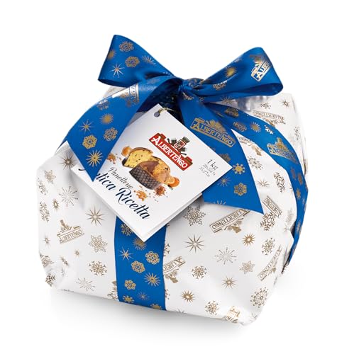 ALBERTENGO - Seit 1905 - Panettone nach altem Rezept in einer Weihnachtsgeschenkbox verpackt - 1 kg - Mit Rosinen und kandierten Früchten von Albertengo