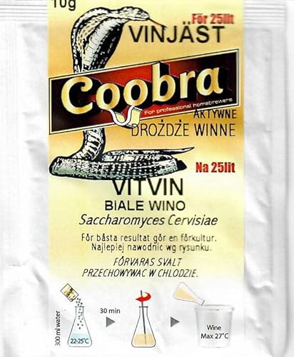 Aktive Weinhefe VITVIN 10g pro 25-30L Vergärung feiner und aromatischer Weißweine aller Art,- Pulver Weinhefe | Trockenhefe von AlcoFermBrew