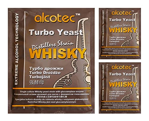 AlcoTec HUGBERT Turbohefe Whisky + GA Enzym Alkohol Gärhefe Hefe Brennhefe, 3 Stück von Alcotec