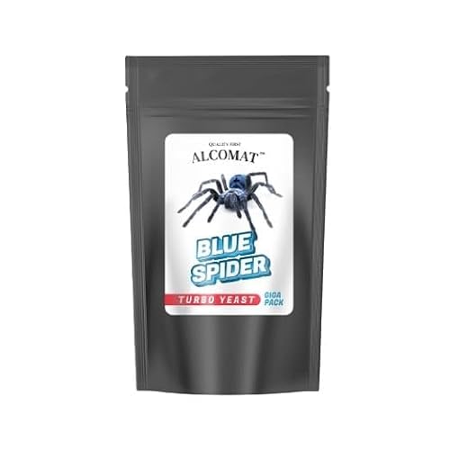 Alcomat BLUE SPIDER Turbo Yeast | Hefe und Nährstoffe, Alkohol Gärhefe Brennhefe | effektive Gärung von Zuckeransätzen | Destillat rein und mild im Geschmack | Hohe Alkoholtoleranz | Giga Pack 900 g von Alcomat