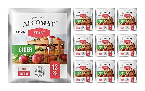 Alcomat Cider Hefe - Trockenhefe für Cidre - Yeast Alkohol Hefe Weinhefe auf 25 bis 30 Liter bis 13% - Weinhefe 10er Set von Alcomat