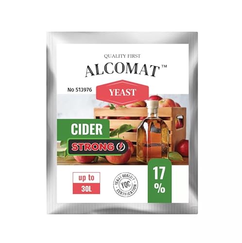 Alcomat Cider STRONG Ciderhefe 10g – Gärhefe für Apfelwein & Fruchtweine – Aktive Trockenhefe für 25-30L – Hohe Alkoholtoleranz bis 17% – Effiziente Gärung bei 12-30°C von Alcomat