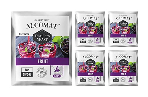 Alcomat Früchtebrennhefe 5 Pack - Weinhefe für Obstbrände, Brandy & Calvados - Alkoholtoleranz bis 17% - Intensives Fruchtaroma von Alcomat