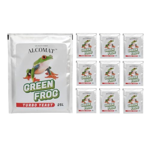 Alcomat GREEN FROG Turbo Yeast |Hefe und Nährstoffe, Alkohol Gärhefe Brennhefe | effektive Gärung von Zuckeransätzen und Früchten | Hohe Alkoholtoleranz | 10 Stück von Alcomat