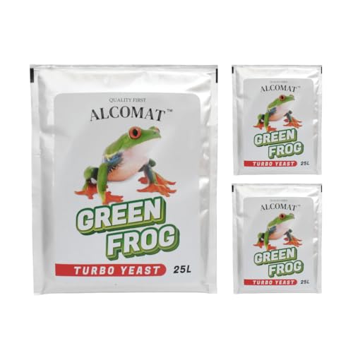 Alcomat GREEN FROG Turbo Yeast |Hefe und Nährstoffe, Alkohol Gärhefe Brennhefe | effektive Gärung von Zuckeransätzen und Früchten | Hohe Alkoholtoleranz | 3 Stück von Alcomat