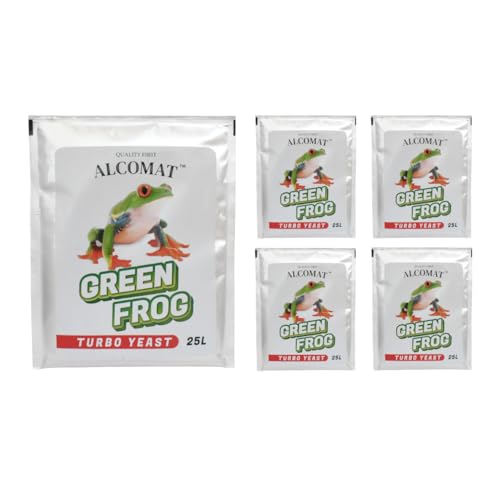 Alcomat GREEN FROG Turbo Yeast |Hefe und Nährstoffe, Alkohol Gärhefe Brennhefe | effektive Gärung von Zuckeransätzen und Früchten | Hohe Alkoholtoleranz | 5 Stück von Alcomat