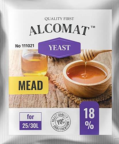 Alcomat Wein Hefen für Met - Trockenhefe Gärungstempo bis 18% - Reinzuchthefe für Honigwein auf 30 Liter - 1 Stück von Alcomat