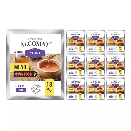 Alcomat Mead STRONG Honigweinhefe 100g – Gärhefe für Met & Honigwein – Aktive Trockenhefe für 25-30L – Hohe Alkoholtoleranz bis 18% – Effiziente Gärung bei 13-31°C von Alcomat