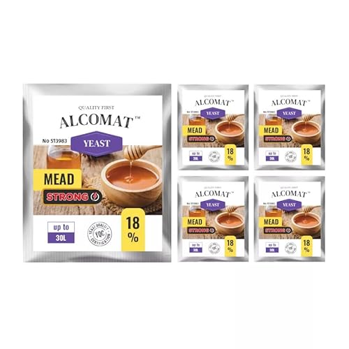 Alcomat Mead STRONG Honigweinhefe 50g – Gärhefe für Met & Honigwein – Aktive Trockenhefe für 25-30L – Hohe Alkoholtoleranz bis 18% – Effiziente Gärung bei 13-31°C von Alcomat