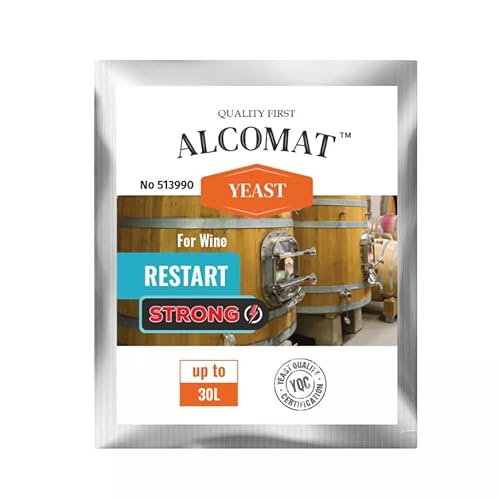 Alcomat Restart STRONG Weinhefe 10g – Gärstopp Rücksetzung für Wein & Most – Aktive Trockenhefe für 25-30L – Hohe Alkoholtoleranz bis 18% – Effiziente Gärung bei 10-35°C von Alcomat