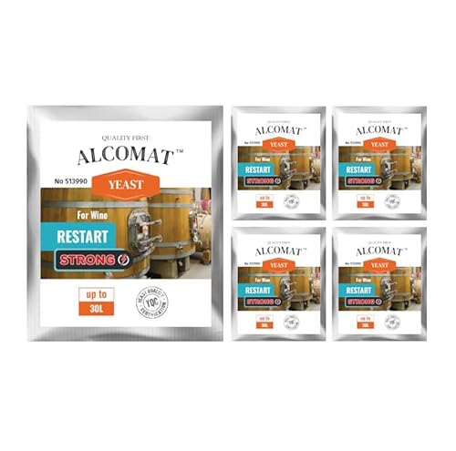 Alcomat Restart STRONG Weinhefe 50g – Gärstopp Rücksetzung für Wein & Most – Aktive Trockenhefe für 25-30L – Hohe Alkoholtoleranz bis 18% – Effiziente Gärung bei 10-35°C von Alcomat