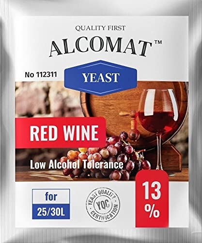 Alcomat Trockenhefe für Rotweinhefe LAT 13% - Gärhefe für Wein - Weinhefe Rotweine - Reinzuchthefe für Rot Wein - 1 Stück von Alcomat