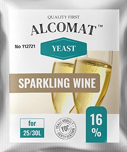 Alcomat Trockenhefe für die Schaumweinen - Gärhefe für Wein - Weinhefe hat Alkoholverträglichkeit bis 16% - Sparkling Wine Yeast - Reinzuchthefe für Wein - 1 Stück von Alcomat