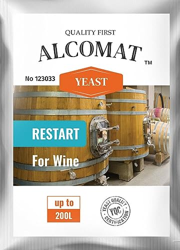 Alcomat Weinhefe für die Wiederaufnahme der Gärung Restart Yeast, Gärhefe Wein bis 200 L,Hefe Trockenhefe Alkoholverträglichkeit bis 18% von Alcomat