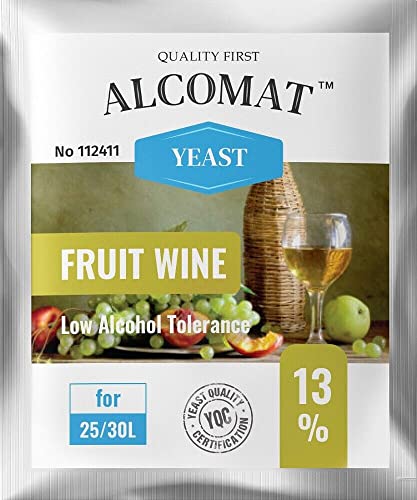 Alcomat Weinhefe für leichte Fruchtweine - Niedrige Alkoholtoleranz bis 13% | Perfekt für halbtrockenen und halbsüßen Rot- und Weißwein | Gärungstemperatur 15-30°C - 10er Set von Alcomat