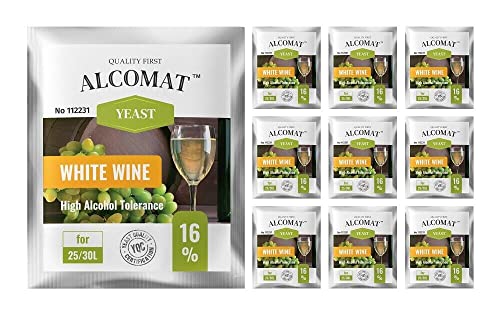 Alcomat Weinhefe Weißwein HAT 16% - Reinzuchthefe für Wein - Gärhefe für Wein Temperaturspanne von 15-35°C, 10 Stück von Alcomat