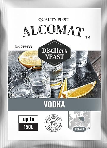 Hefe für Vodka und Getreidefermentation 1er Pack - Alkoholtoleranz bis 14% - Optimale Fermentationstemperatur 25-33°C - Sauberes Destillat ohne Nebenaromen - 50g bis 150L von Alcomat