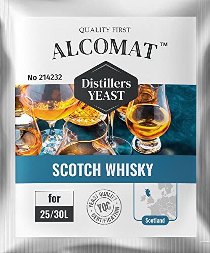 Whiskyhefe 1er Pack - Hefe für Single Malt und Getreide-Whisky - Fermentation bei 18-32°C - Alkoholtoleranz über 15% von Alcomat