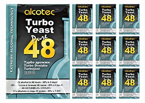 AlcoTec HUGBERT Turbohefe Pure 48 Vodka Gärhefe Hefe Brennhefe 14% 20% + GRATIS, 10 Stück von Alcotec