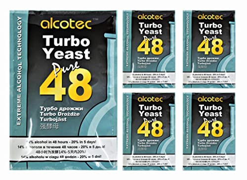 AlcoTec HUGBERT Turbohefe Pure 48 Vodka Gärhefe Hefe Brennhefe 14% 20%, 5 Stück von Alcotec