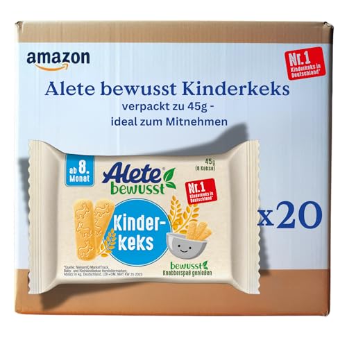 Alete bewusst Kinderkeks, ab dem 8. Monat, Butterkeks aus Weizen für Kinder, handlich verpackte Kekse als kleiner Snack, perfekt für unterwegs & zwischendurch, 20 x 45 g von Alete