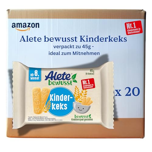 Alete bewusst Kinderkeks, ab dem 8. Monat, Butterkeks aus Weizen für Kinder, handlich verpackte Kekse als kleiner Snack, perfekt für unterwegs & zwischendurch, 20 x 45 g von Alete