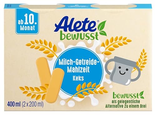 Alete bewusst Milch-Getreide-Mahlzeit Keks, ab dem 10. Monat (Die Verpackung kann variieren) von Alete