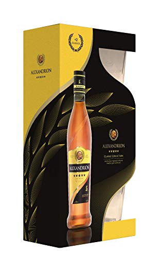 Alexandrion | Rumänische Spirituosenspezialität Alexandrion 35.5% Vol 5 Sterne | Geschenkverpackung 0,7 L Alexandrion mit 2 Gläsern von Alexandrion