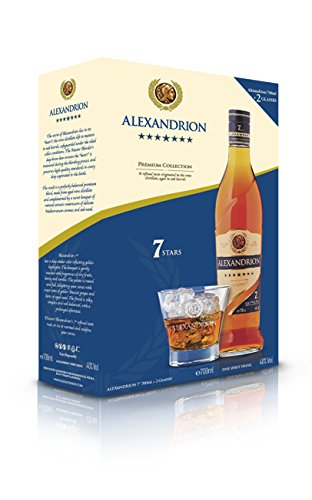 Alexandrion | Rumänische Spirituosenspezialität Alexandrion 40% Vol 7 Sterne Premium Collection | Geschenkverpackung 0,7 L Alexandrion mit 2 Gläsern von Alexandrion