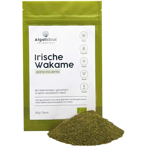 Algalicious Bio Alaria Wakame Flakes - 50 g - Algen Flocken wild gewachsen aus dem Nord Atlantic - Vegan & Glutenfrei - Reich an Mineralstoffen und Antioxidantien (50) von Algalicious