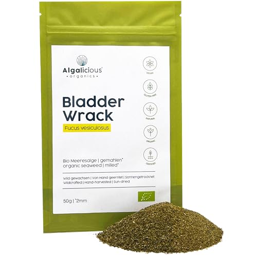 ALGALICIOUS Bio Blasentang Flakes | 50 g | Fucus vesiculosus Algen Flocken aus dem Nord Atlantic | Vegan & Glutenfrei | Reich an Jod, Mineralstoffen & Omega 3 & 6 von Algalicious