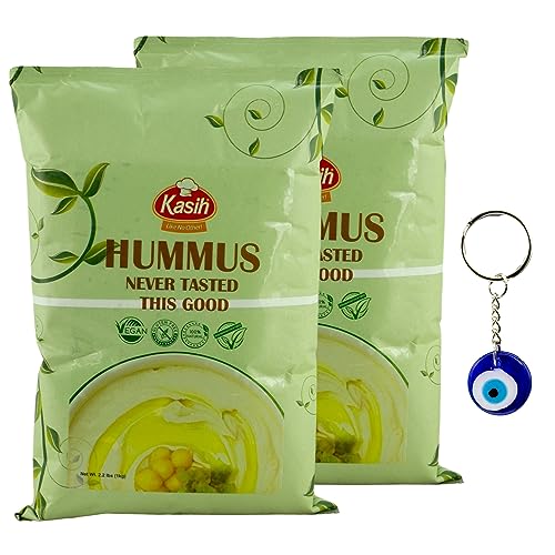 Alibabashop Kasih - Hummus bi Tahina Arabisches Kichererbsenpüree im Beutel im 2er Set à 1 kg mit Anhänger von Alibabashop