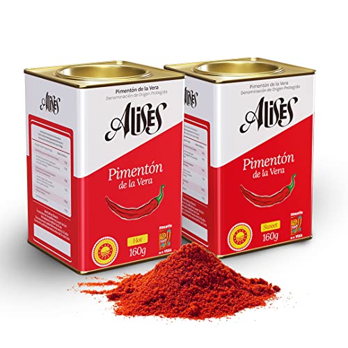 Alises Geräucherter Paprika - Süß und scharf Doppelpack (2 x 160g Dosen)- Pimentón de la Vera D.O.P. - Spanischer Paprikapulver von Alises