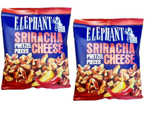 Elephant Pretzel Pieces Sriracha Cheese Brezelstücke Mit Sriracha- Käsegeschmack Vorteilspackung 2 x 125g von Alka Elephant