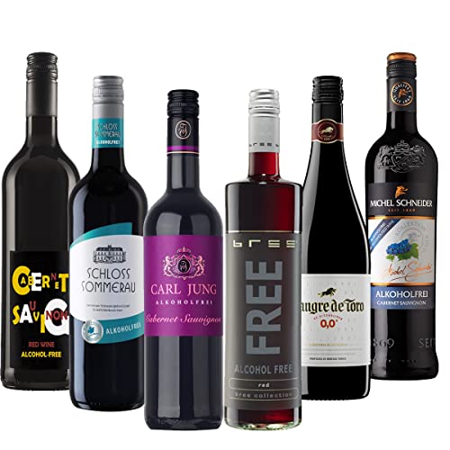 Alkoholfreies Weinpaket - Rotwein Pierre Zero, Carl Jung, Schloss Sommerau - Merlot, Cabernet Sauvignon - Weine aus Deutschland & Frankreich (6x0,75l) - alkoholfreier-wein.com von Alkoholfreier-Wein.com