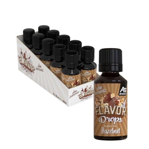 ALL STARS Flavor Drops (Hazelnut, 10 x 30 ml) – 10er Pack Aromatropfen ohne Zuckerzusatz & ohne Kalorien – Süße & Geschmack für Lebensmittel – Vegan & Made in Germany von All Stars