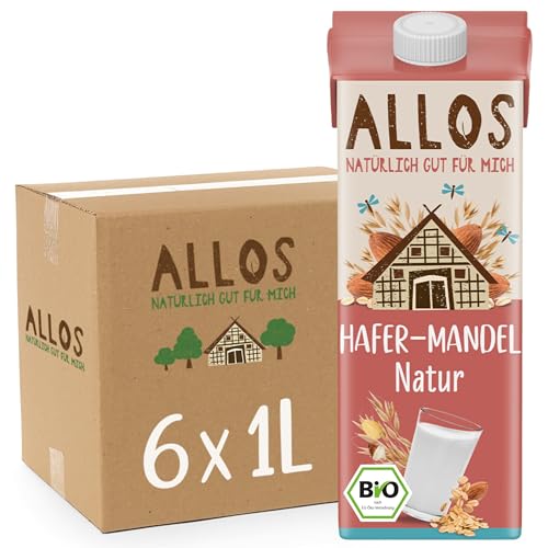 Allos Bio Hafer Mandeldrink ungesüßt | Milchalternative aus Hafer | Haferdrink | Drink auf pflanzlicher Basis | ohne zugesetzten Zucker | Hafer | Mandel | vegan | laktosefrei | 1 Liter (6 Stück) von Allos